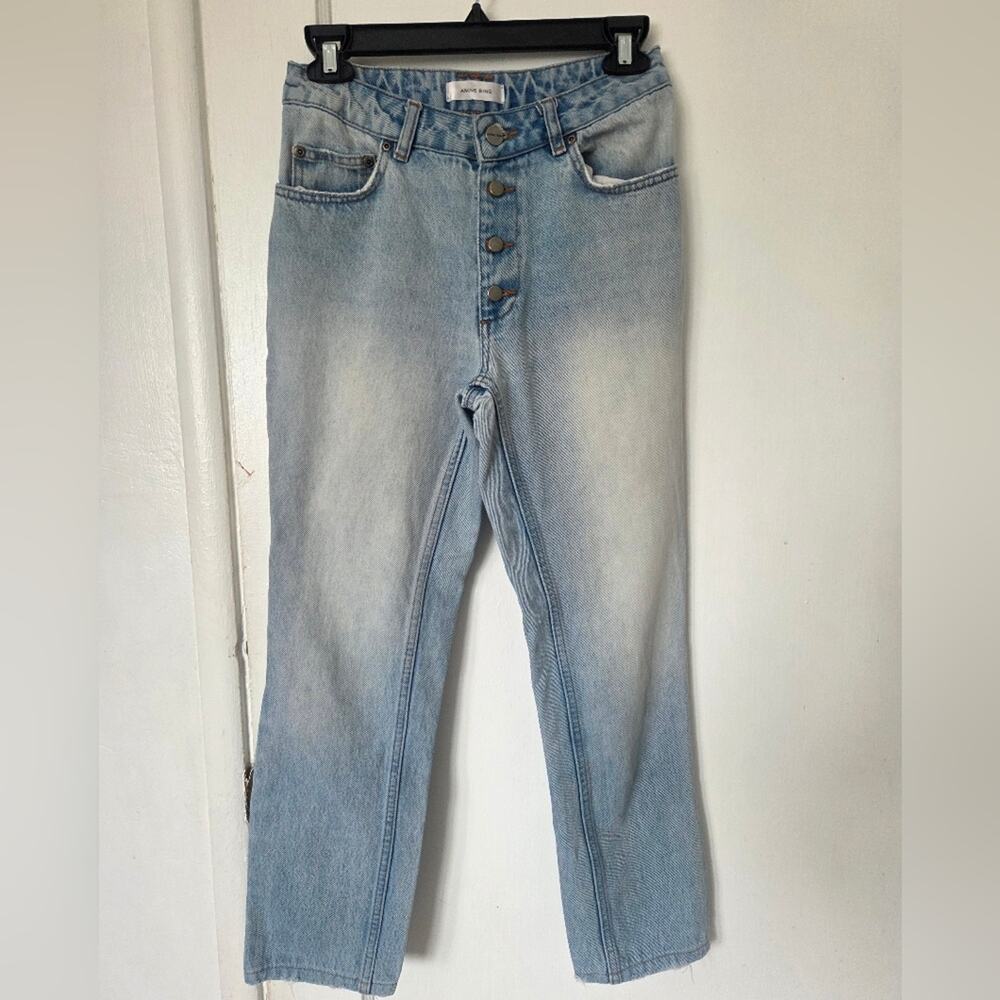 Anine Bing Exposed Button Fly Straight Leg Jeans Size 25 / 2